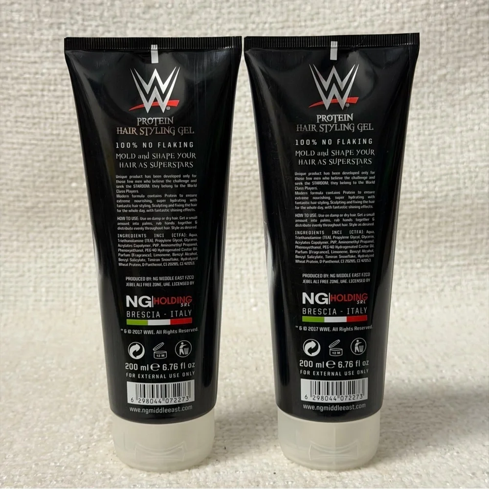 Lot (2) WWE Protein Hair Styling Gel - Black and Gold